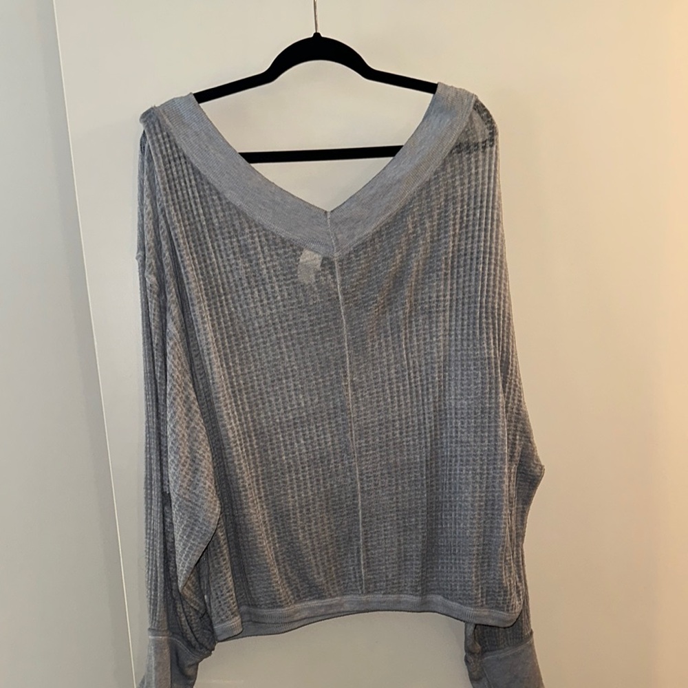 Women's Gray V-Neck Sweater